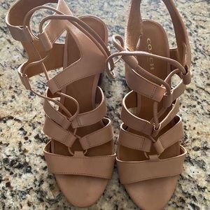 Coach LARISSA leather tie/lace up block heel